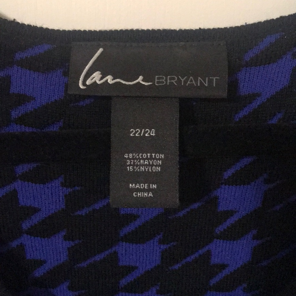 Blue and Black Houndstooth Dress With Belt - Picture 3 of 8